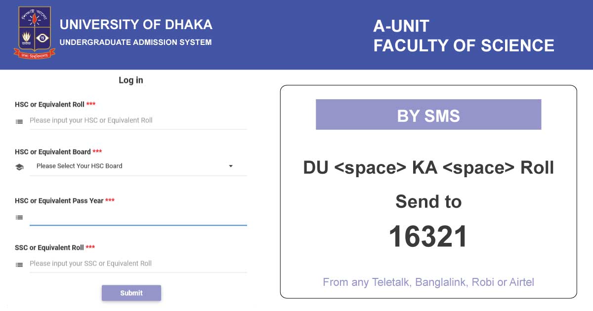 Dhaka University KA Unit Result